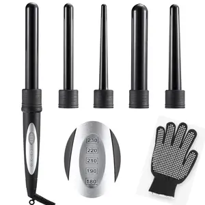 Nieuwe Professionele 5 In 1 Haar Krultang Multi-Stijl Haar Tools Verwisselbare Keramische Ptc Hd Display Curling Set