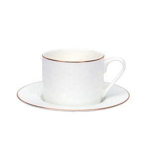 Xương Trung Quốc Trà Chén Và Đĩa Đặt 200Ml Gốm Vàng Dòng Cốc Cà Phê Với Logo Tùy Chỉnh - Product Image 1