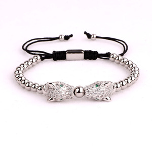 Bijoux de location de <span class=keywords><strong>luxe</strong></span> CZ Pave léopard charmes en acier inoxydable macramé Bracelet femmes hommes JBS10680 - Product Image 5