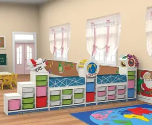 Muebles de jardín de infantes modernos, armario de almacenamiento de juguetes para niños