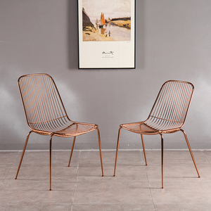 Loisirs Café Boutique Tabouret Chaise De Fer Cadre Bar Chaise Moderne En Métal Fil <span class=keywords><strong>Rose</strong></span> D'or Salle À Manger Chaises - Product Image 4