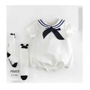 Summer半袖服Newborn Baby Sailor Romper Navy Suit Grow Outfit