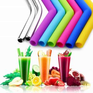 Ống Hút Lớn Có Thể Tái Sử Dụng Cho Cốc Uống 30 Oz 6 Chổi Bằng Thép Không Gỉ Silicone S + 2-<span class=keywords><strong>Flexi</strong></span> Siêu Dài, 10" - Product Image 3