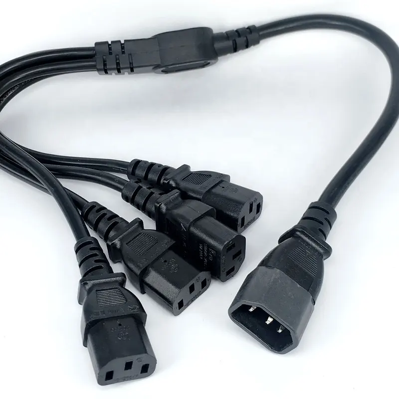 IEC C14 bis C13 4 Ausgang Y Typ Splitter Netz kabel, C14 bis 4 Wege C13 Verlängerung kabel, 60cm,250V,10A,RVV-Kabel