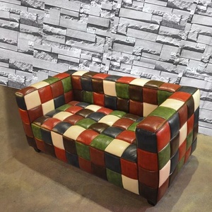 Restaurante al por mayor sofá patchwork sofá de cuero genuino para la tienda de café <span class=keywords><strong>vintage</strong></span> muebles de restaurante - Product Image 4
