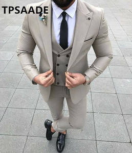 Nouveau <span class=keywords><strong>costume</strong></span> de <span class=keywords><strong>marié</strong></span> beige décontracté 2025, smoking de plage pour garçons d'honneur, <span class=keywords><strong>costume</strong></span> de mariage pour hommes, WF532 - Product Image 1