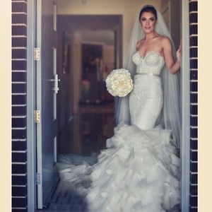 Custom Made Bianco Senza Maniche Sirena Ultimi Disegni Abito Da Sposa - Product Image 3