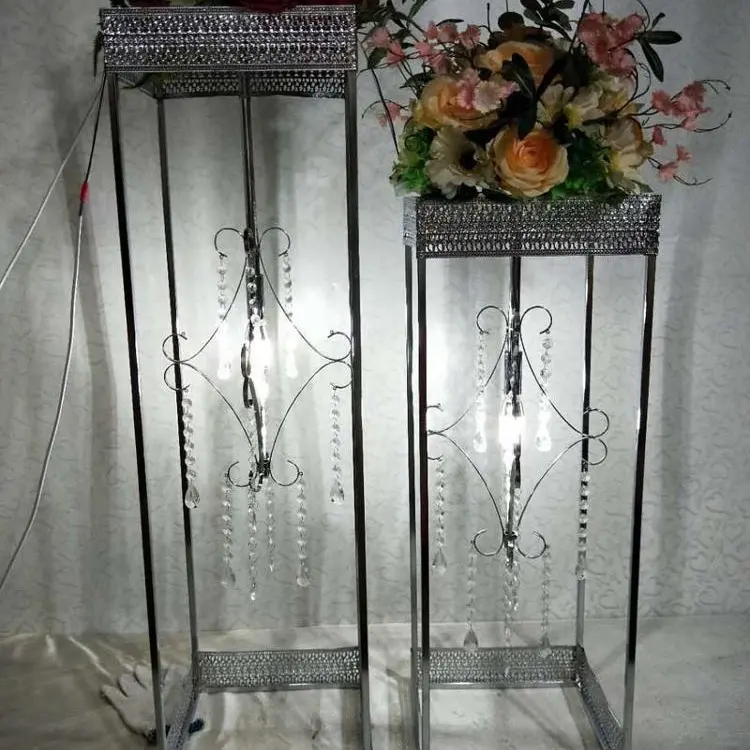 Свадебный центральный элемент высотой 100 см, серебряный металлический центральный элемент для вазы, подставка с хрустальными люстрами