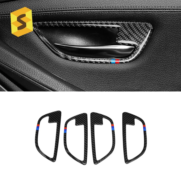 ES DJ5007 Carbon Fiber Car Interior Door Handle Cover Trim Door Bowl Stickers decoration for BMW F10 5 series accessories