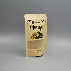 Ziplock bolsa de papel biodegradável para alimentos, saco de papel personalizado impresso com janela