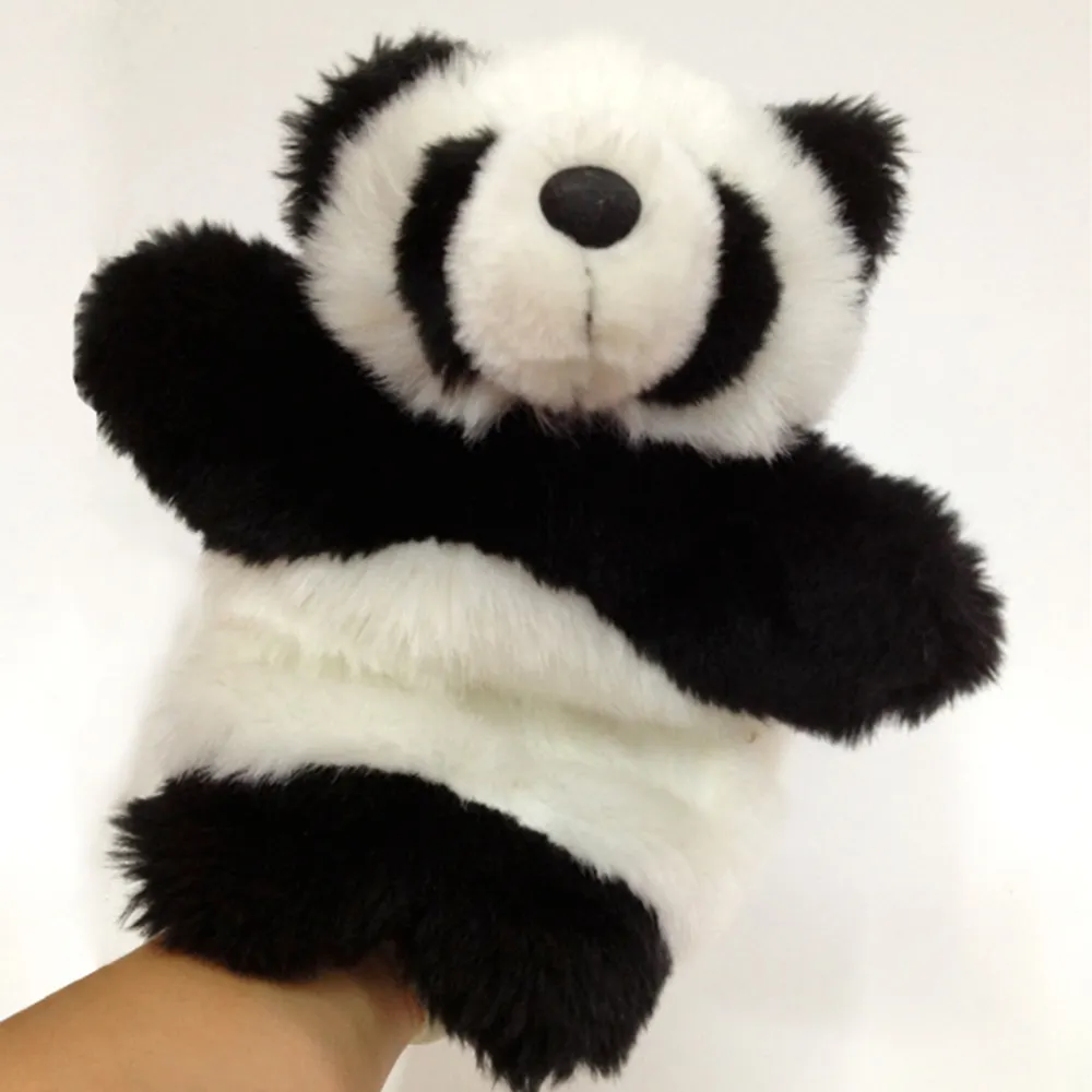 Großhandel kinder geschenk phantasie plüsch panda tier handpuppe spielzeug