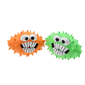Juguete masticable impermeable ecológico personalizado para perros, Bola de espinas chirriantes, función de risa, goma duradera naranja/verde para uso en interiores/exteriores - Product Image 2