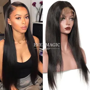 Virgin Hair Lace Front Wig Human Hair With Baby Hair Silky Straight Natural Color Lace Wig