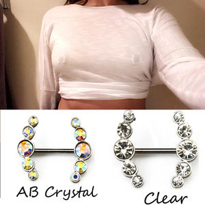 Sexy Piercing al Capezzolo Trasparente con Cristalli Colorati a Forma di Cuore, Barrette per Piercing Corporeo Femminile - Product Image 2