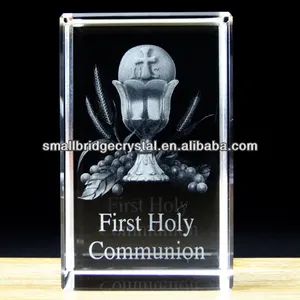 3d лазерный кристалл блок подарки с первым Святое Причастие религия