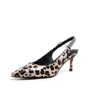 J126 sexy leopard print ladies shoes crystal band pumps shoes women heels