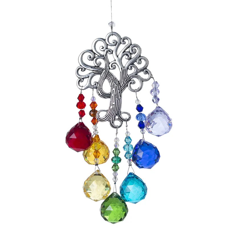 H & D Kleurrijke Glas Kristal Lamp Prisma De Boom Van Leven Hangers Crystal Ball Kroonluchter Voor Kamer En Venster decoratie