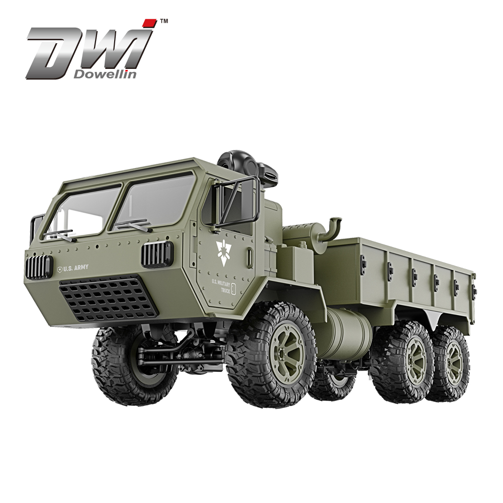 DWI-Camión Militar todoterreno de juguete, camión de cuerpo completo 1:16 Mini 2,4 GHz RC 6WD