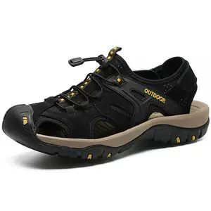 Pria Dekat Toe Kulit Hiking Sporty Outdoor Sandal Sepatu