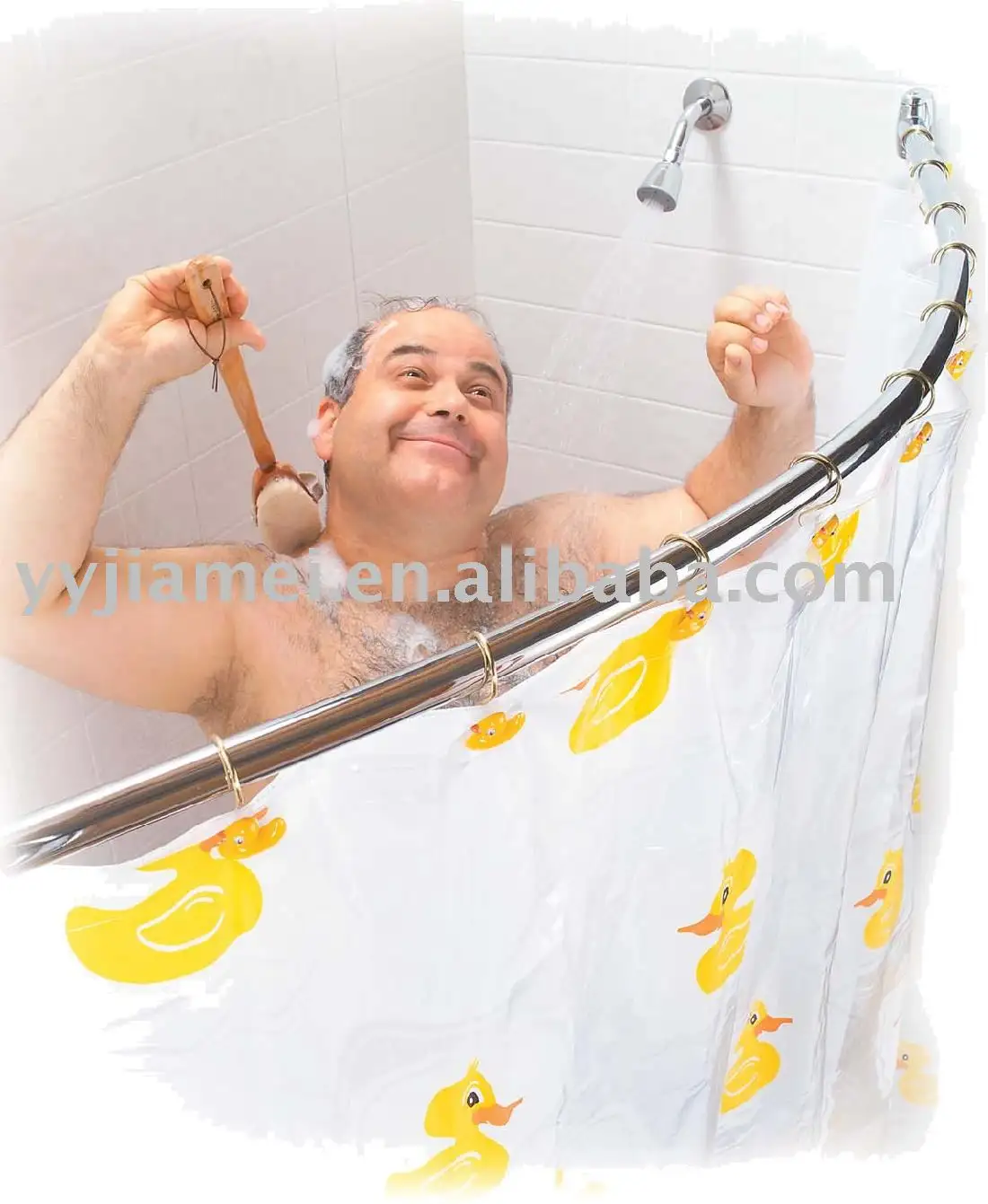 Bathroomオンライン販売クローム曲線デザインのシャワーロッドステンレス鋼曲線デザインのシャワーカーテンロッド