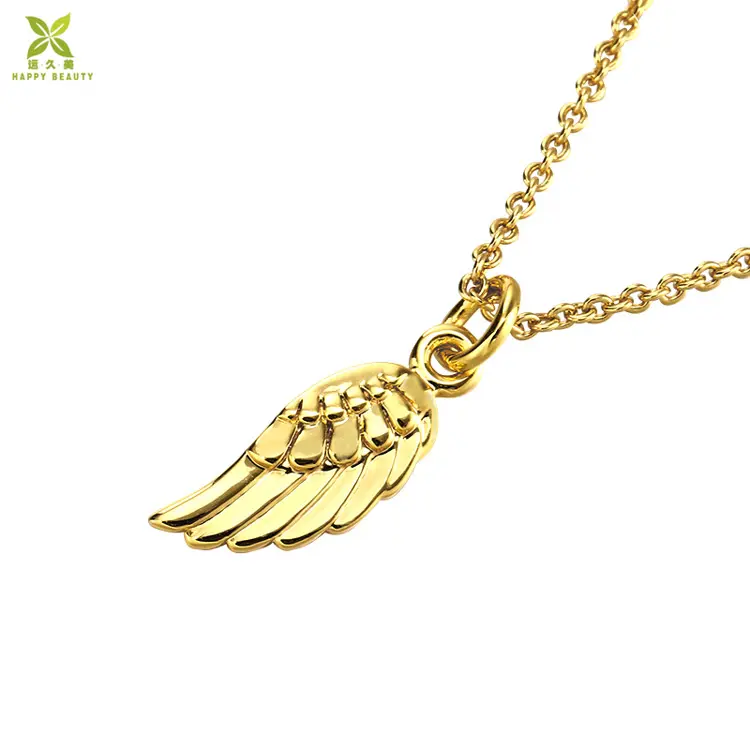 Custom Sieraden Fabrikant Laatste Mode Messing 18K Vergulde Angel Wing Hanger Ketting Voor Meisjes