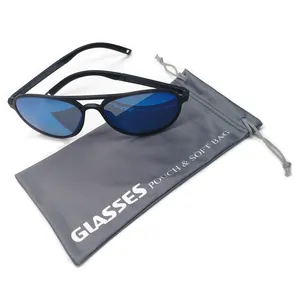 Pochette pour lunettes de soleil en microfibre personnalisée avec logo et double cordon de serrage