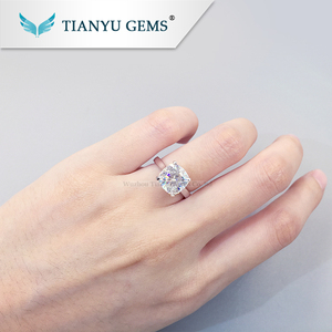 3ct incoloro DEF blanco cojín corte moissanite boda Anillos de Compromiso de 14 K 18 K joyas de oro blanco para mujer - Product Image 6