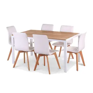 Modern restaurant metal frame dining room table melamine board top dining tables