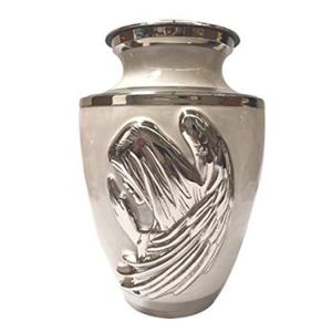 Urnas de METAL con esmalte en relieve para cenizas, urnas funerarias hechas a mano, COLOR plateado - Product Image 1