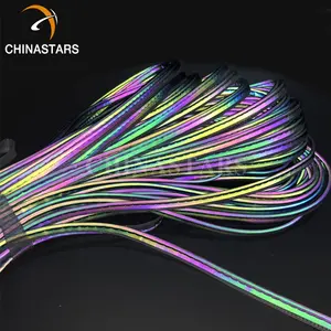 CSRB-8004 rainbow/iridescent/neon/holographic/xeno hi vis reflective piping tape sew on outdoor wear backpack shoes umbrella