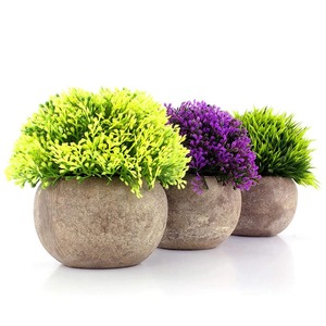 Mini Artificial Topiary <span class=keywords><strong>arbustos</strong></span> de flores y plantas en la ronda Grey maceta acuerdo Decoración - Product Image 1
