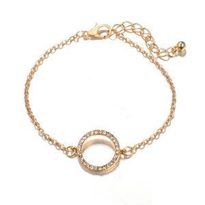Encanto dama <span class=keywords><strong>de</strong></span> honor personalizado inicial 4 unids/set 18K <span class=keywords><strong>oro</strong></span> piedra natal hoja círculo pulsera para mujer - Product Image 3