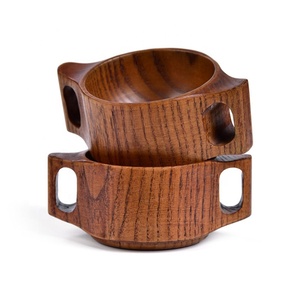 Bol de riz artisanal en <span class=keywords><strong>bois</strong></span> à <span class=keywords><strong>Double</strong></span> oreille de Style japonais créatif pour bébé - Product Image 1