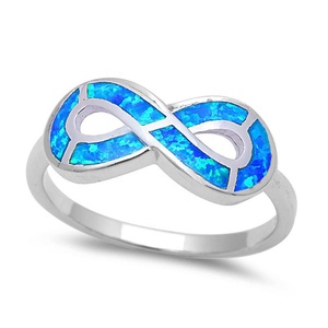 925 Sterling Silver Monili Delle Donne Blu Opale di Fuoco <span class=keywords><strong>Anello</strong></span> <span class=keywords><strong>Infinito</strong></span> - Product Image 1