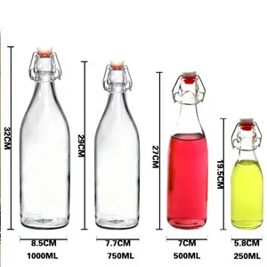 廉价环保经典食品级500毫升750毫升1升玻璃果汁奶茶瓶锁玻璃瓶
