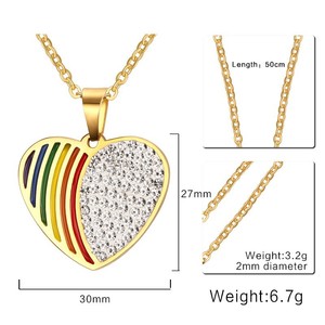 Vogue Lgbt joyería Arco Iris corazón colgante lesbiana collar - Product Image 2