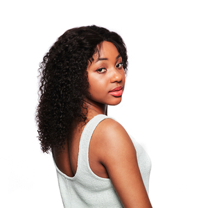 22 pulgadas de cabello humano bohemio Jerry Curl gente negra media cabeza pelucas con cierre - Product Image 6