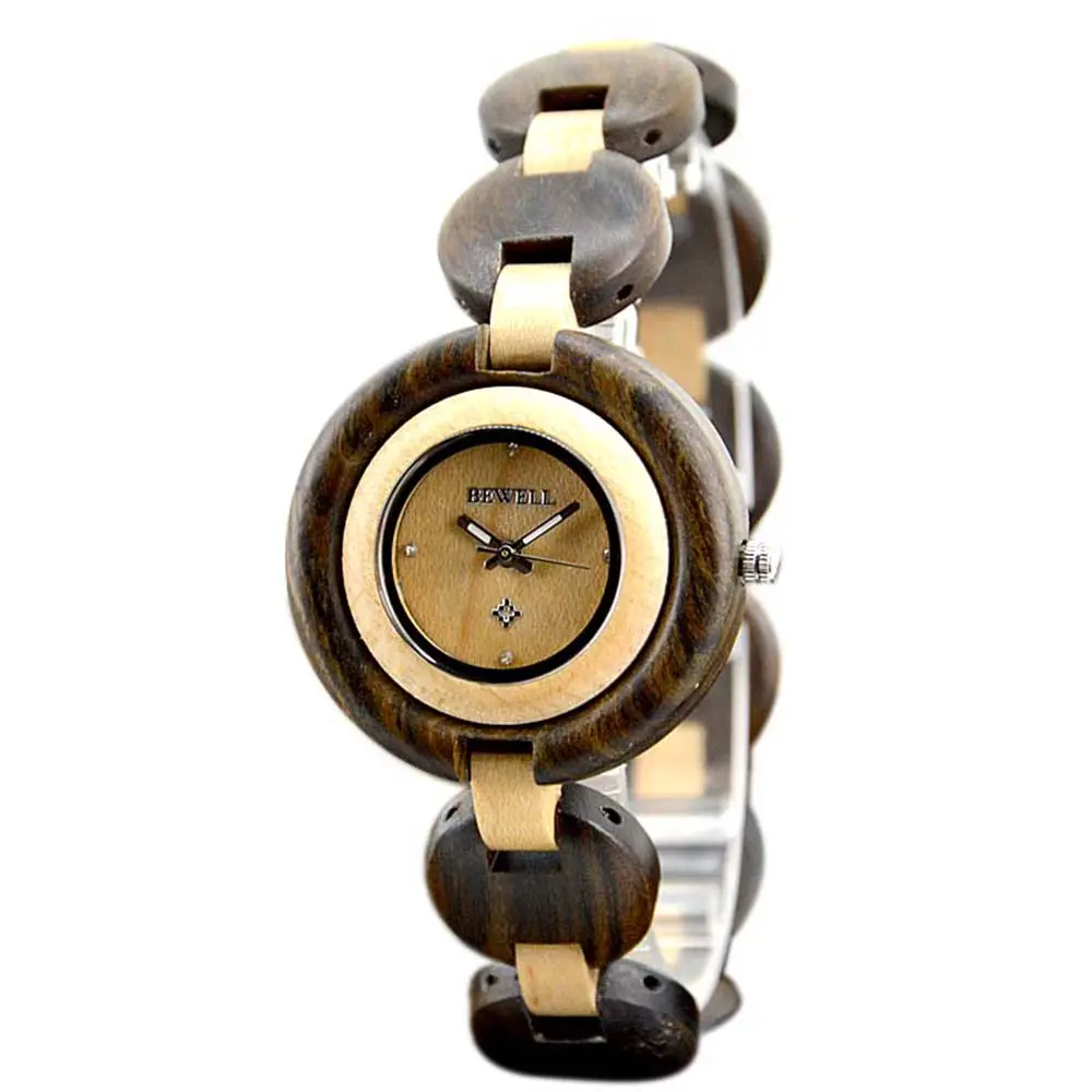 Private logo custom lady wooden watch hot sale handmade chain bracelet wood watch for women