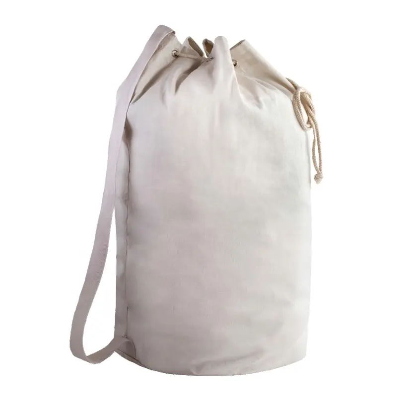 hot sale high quality heavy duty natural canvas duffle Laundry Bag with Shoulder Strap