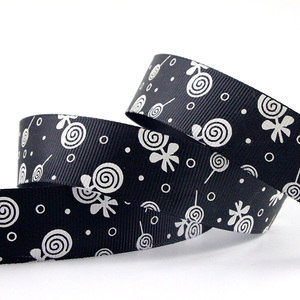 ligamento tafetán cinta impresa clásico negro tejer grogrén (ligamento tafetán cinta con logo blanco de cinta personalizada - Product Image 3
