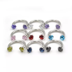 Zircon En Acier inoxydable fileté intérieurement Nez Anneau Piercing Bijoux De Corps - Product Image 4