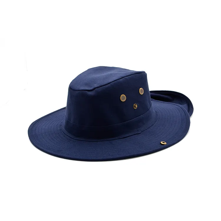 Hot Selling Brede Rand Marineblauw Modieuze Zomer Opvouwbare Fedora Strooien Hoed