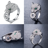 Bijoux en argent 925 à la mode Plaqué or 18 carats Zircon cubique Anneaux léopard pour femmes