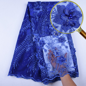 Chất Lượng Cao Thêu Phi Pháp Vải Ren Với Đính New Arrival Sequin 3D Hoa Pháp Vải Ren Với Hạt 1579 - Product Image 6