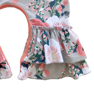 Twin cotton floral ruffle romper girl sleeper romper outfit night dress pajamas Christmas gifts - Product Image 4