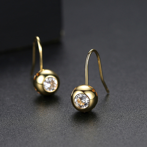 LUOTEEMI — boucles d'oreilles simples coréennes, bijou rond en pierre CZ, Simple - Product Image 6