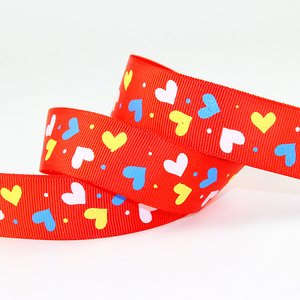 1 pulgada corazón patrón tejer grogrén (ligamento tafetán cinta impresa para <span class=keywords><strong>el</strong></span> Día de San Valentín o <span class=keywords><strong>el</strong></span> día de la madre - Product Image 1