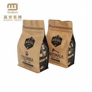 Bolsos de café planos impresos aduana de la parte inferior del bloque del empaquetado de la comida del papel de Kraft del escude - Product Image 6