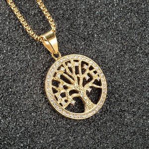 <span class=keywords><strong>Promo</strong></span>-collar de acero inoxidable con colgante de árbol familiar, joyería de árbol familiar, Cz, estilo europeo y americano - Product Image 4