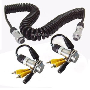 Custom 5pin 7pin Trailer Backup <strong>Camera</strong> <strong>Cable</strong> with 7pin Socket 7core Trailer Spiral <strong>Cable</strong> - Product Image 3